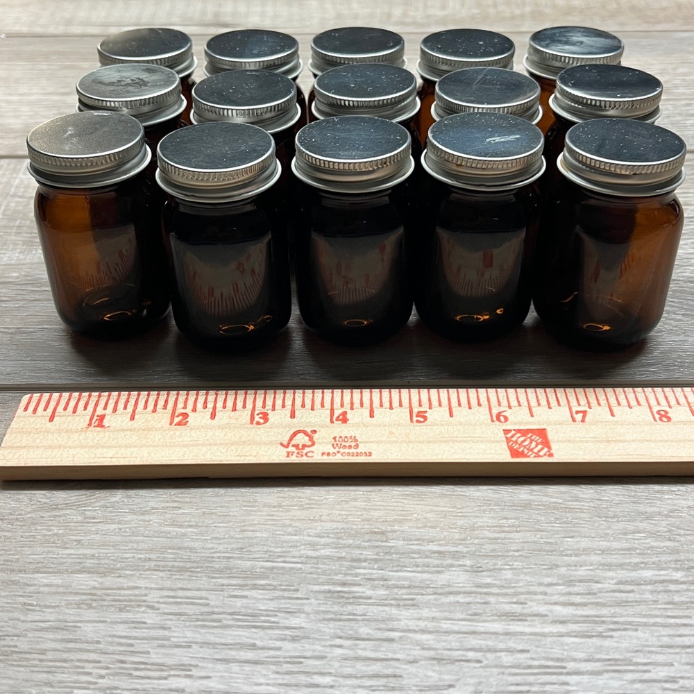 Amber Glass Jar with Silver Lid